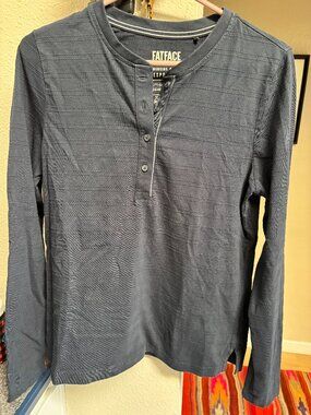 Fat Face Long Sleeved Henley Navy